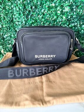 Burberry Black Logo Crossbody Bag with Adjustable Strap Authentic